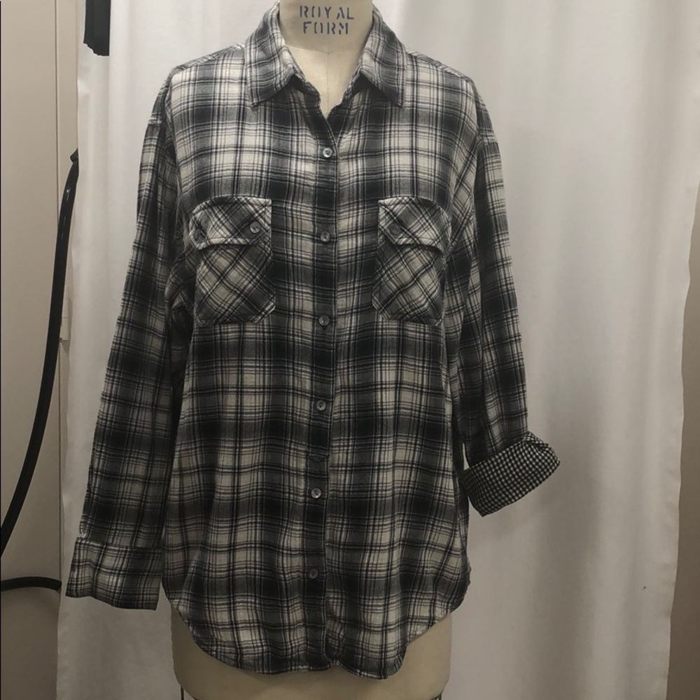 Vince grey plaid shirt size M